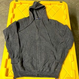 Vintage Polo Ralph Lauren Waffle Knit 100% Merino Wool Double Zipper Hoodie